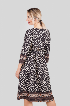 Rochie office cu animal print maro si cordon in talie [3]