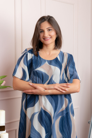 Rochie dama Frances albastra cu imprimeu abstract [1]