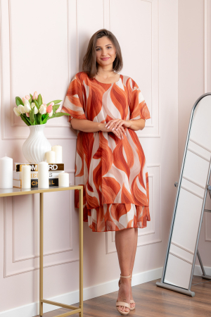 Rochie dama Frances caramiziu cu imprimeu abstract [2]