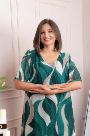 Rochie dama Frances verde cu imprimeu abstract [1]