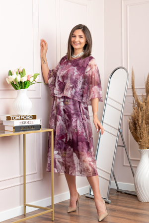 Rochie dama Theresa din voal cu imprimeu floral mov pruna [2]