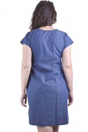 Rochie denim albastra cu motiv floral multicolor Camelia [1]