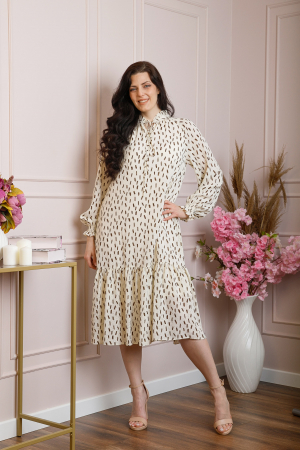 Rochie eleganta Antoinette ecru cu volanase [0]