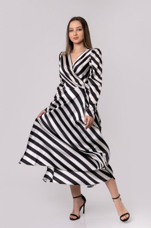 Rochie eleganta cu dungi albe si negre si aspect petrecut [3]