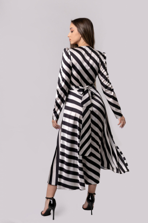 Rochie eleganta cu dungi albe si negre si aspect petrecut [4]