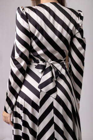 Rochie eleganta cu dungi albe si negre si aspect petrecut [2]
