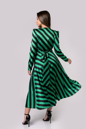 Rochie eleganta cu dungi verzi si negre si aspect petrecut [3]