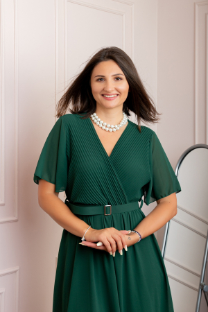 Rochie eleganta din voal Desiree cu decolteu in V si curea - Verde [1]