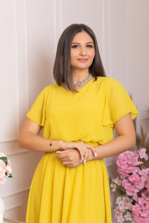 Rochie eleganta galbena Francesca cu talie incretita [1]