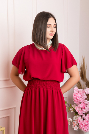 Rochie eleganta grena Francesca cu talie incretita [1]