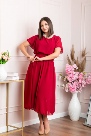 Rochie eleganta grena Francesca cu talie incretita [2]