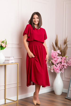 Rochie eleganta grena Francesca cu talie incretita [3]