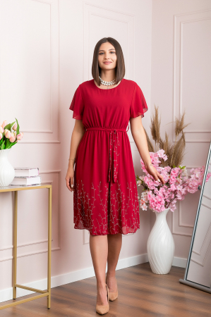 Rochie eleganta grena Seraphine cu strasuri argintii [4]