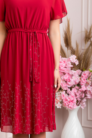 Rochie eleganta grena Seraphine cu strasuri argintii [2]