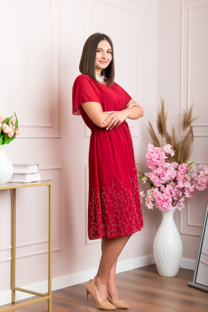 Rochie eleganta grena Seraphine cu strasuri argintii [3]