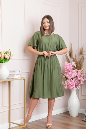 Rochie eleganta kaki Leona cu maneci fluture [2]
