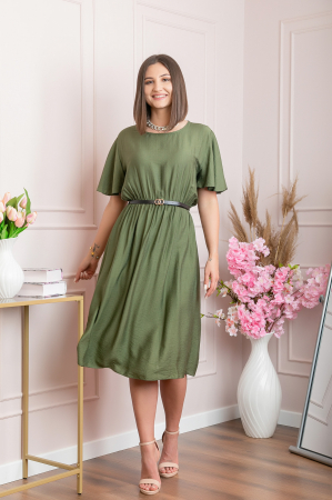 Rochie eleganta kaki Leona cu maneci fluture [3]