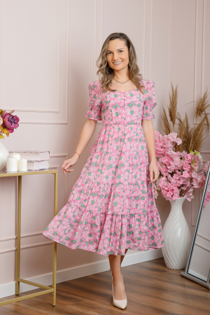 Rochie eleganta Michelle cu imprimeuri florale - Roz [2]