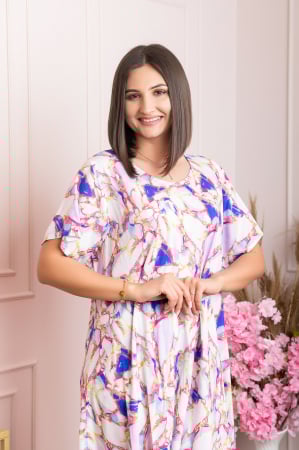 Rochie eleganta Mirabelle cu imprimeu floral - Lila cu albastru [1]