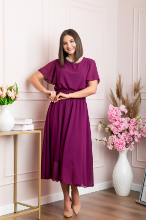 Rochie eleganta mov Francesca cu talie incretita [2]