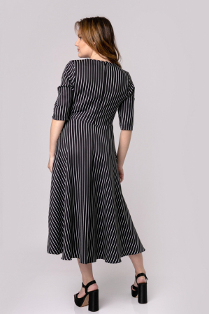 Rochie eleganta neagra cu dungi si aspect petrecut [4]