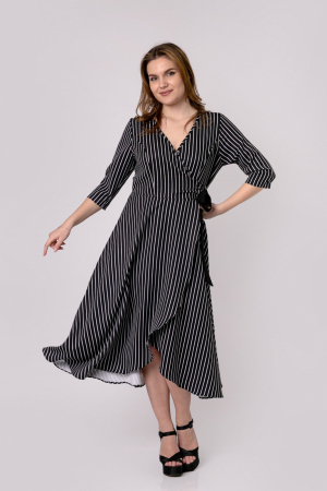 Rochie eleganta neagra cu dungi si aspect petrecut [0]