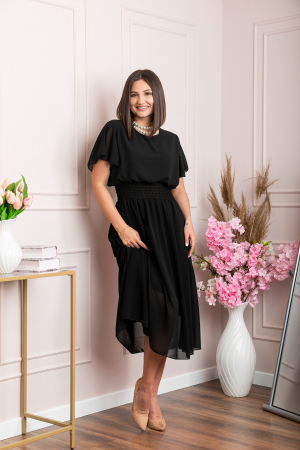 Rochie eleganta neagra Francesca cu talie incretita [3]