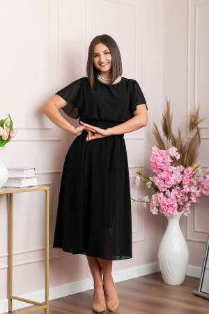 Rochie eleganta neagra Francesca cu talie incretita [2]