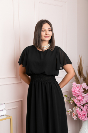 Rochie eleganta neagra Francesca cu talie incretita [1]