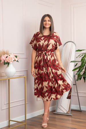 Rochie eleganta Olive cu imprimeu exotic grena [2]