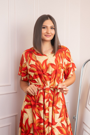 Rochie eleganta Olive cu imprimeu exotic orange [1]