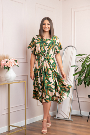 Rochie eleganta Olive cu imprimeu exotic verde [2]