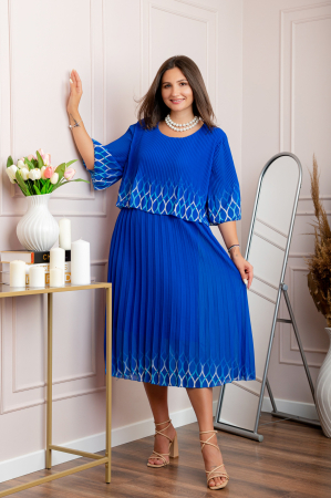 Rochie eleganta plisata Aimee din voal albastru [2]