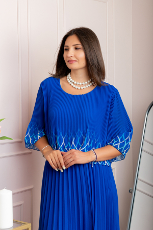 Rochie eleganta plisata Aimee din voal albastru [1]