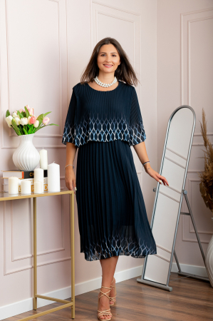 Rochie eleganta plisata Aimee din voal bleumarin [3]
