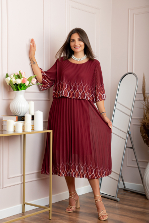 Rochie eleganta plisata Aimee din voal grena [2]