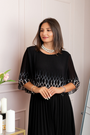 Rochie eleganta plisata Aimee din voal negru [1]
