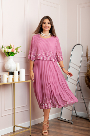 Rochie eleganta plisata Aimee din voal roz [3]