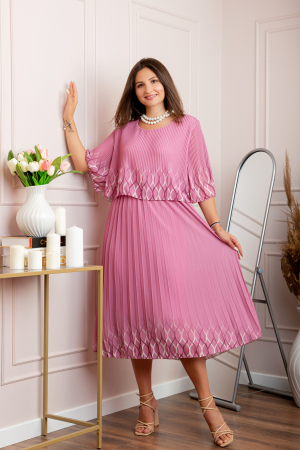 Rochie eleganta plisata Aimee din voal roz [2]