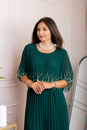 Rochie eleganta plisata Aimee din voal verde [1]