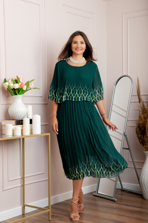 Rochie eleganta plisata Aimee din voal verde [3]