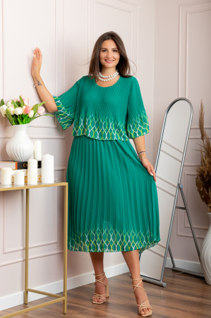 Rochie eleganta plisata Aimee din voal verde smarald [2]