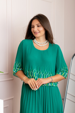 Rochie eleganta plisata Aimee din voal verde smarald [1]