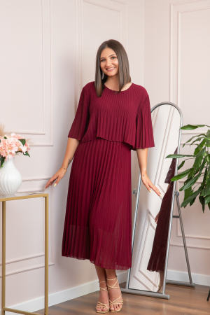 Rochie eleganta plisata Arielle - Grena [2]