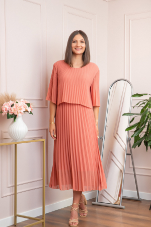 Rochie eleganta plisata Arielle - Roz somon [3]