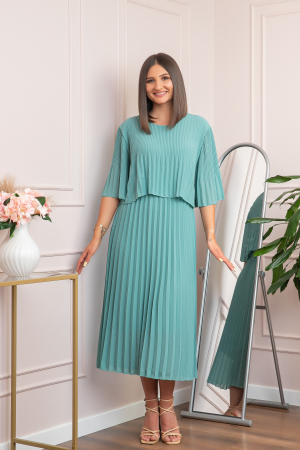 Rochie eleganta plisata Arielle - Verde mint [2]