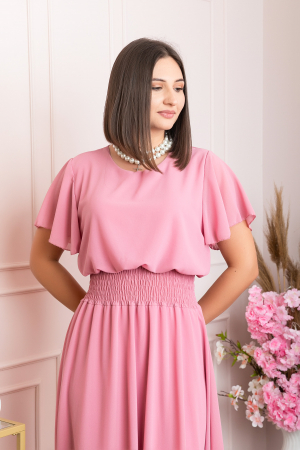 Rochie eleganta roz pudrat Francesca cu talie incretita [1]