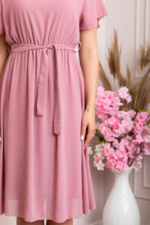 Rochie eleganta roz pudrat Seraphine cu strasuri argintii [2]