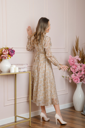 Rochie eleganta Sienna cu maneci bufante - Crem [2]