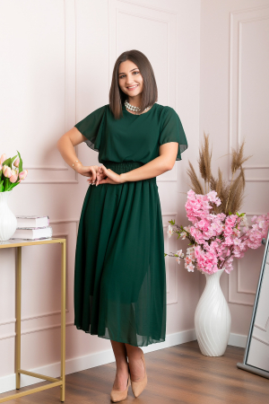 Rochie eleganta verde Francesca cu talie incretita [2]